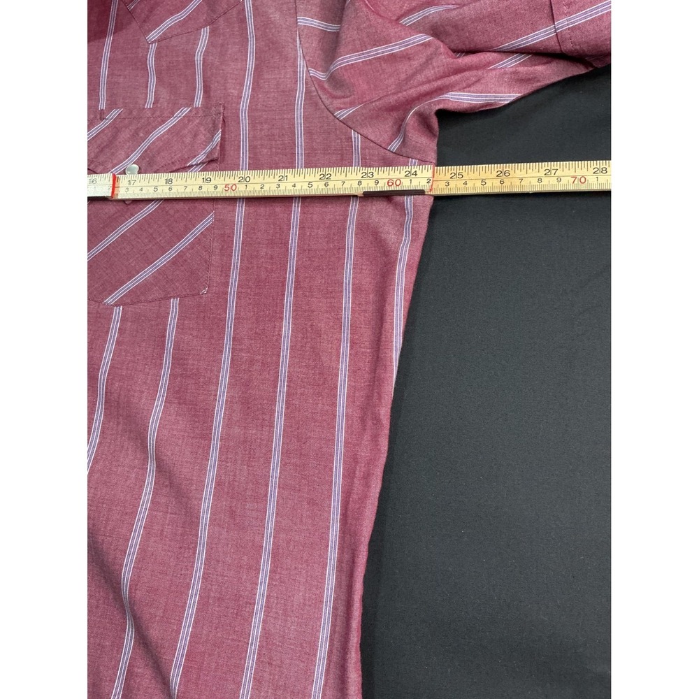 Mens Red Striped Short Sleeve Western Snap Button Up Shirt XL - Picture 5 of 6
